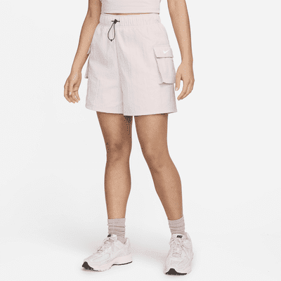 Nike Sportswear Essential Women's Woven High-Rise Shorts Color: Platinum Violet/Sail Size: XS