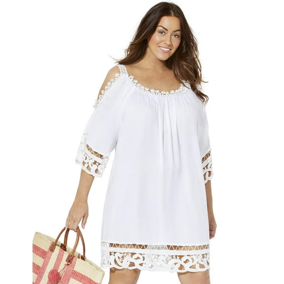 Swimsuits for All Women's Vera Crochet Cold Shoulder Cover Up Dress