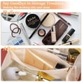 thumbnail image 4 of Bolsa de cosméticos de viaje para mujer, bolsa de maquillaje plana abierta, bolsa de cosméticos de cuero impermeable, bolsa de aseo de viaje de almacenamiento multifuncional, 4 of 5