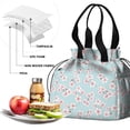 thumbnail image 4 of Pioneer Flower Floral Print Pattern Drawstring Lunch Bag Women - Drawstring Lunch Bag Insulated for Work Office - Stain-Resistant Large Lunchbags for Women with Multi-Pockets, 4 of 6