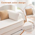 thumbnail image 6 of 77.2" Modular Sectional Sofa,Teddy Fabric 32D Boneless Sofa with Curved Armrest,Contrast Color Design with Pillow,Fluffy Comfy Couch with L Shaped Chaise,for Living Room,No Assembly Required,White, 6 of 7