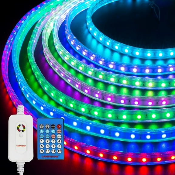 18FT 228LED Rope Lights, Color Changing Strip Lights with Remote, Flat Light Rope, Flexible Connectable and Dimmable, Waterproof for Indoor/Outdoor Use, 16 Colors and 12functions