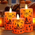 thumbnail image 1 of Elodie Flickering Flameless Candle, Halloween Candle Warm Light Fake Candle LED Pillar 3Pcs Mixed Size, 1 of 8