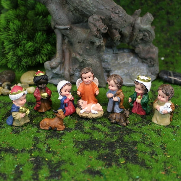 Ensemble de Figurines de la nativité, Mini résine, décorations de