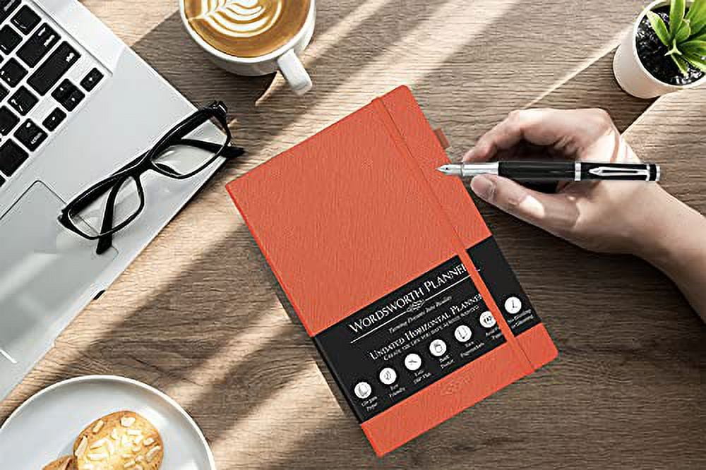 Wordsworth Planner– Weekly & Monthly Goal Setting Undated Planner, Habit Trackers, Time Management and Productivity Organizer, Gratitude Journal, A5, 1 Year – Orange