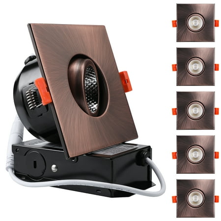 

TORCHSTAR 3 Inch Gimbal LED Recessed Light with J-Box Square Downlight Dimmable 7W (50W Eqv.) CRI 90+ 2700K Soft White ETL/Energy Star/JA8/T24 5 Years Warranty Oil Rubbed Bronze Pack of 6