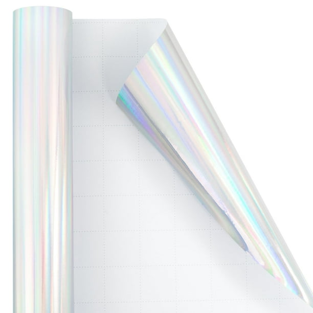 Papel para envolver regalos Burymento Silver holográfico 43 cm x 10 m