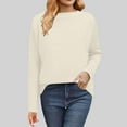 thumbnail image 2 of Womens Crew Neck Sweater Knitted Pullover Tops Dropped Long Sleeve Solid Color Casual Fall Winter Jumpers (S, Yellow), 2 of 7