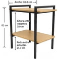 thumbnail image 3 of Mesa Auxiliar de 2 Niveles Tipo Industrial con Estantes de Madera Mesa de Noche Lateral Moderna con Marco Metálico Negro Ideal para Sala o Recamara es Compacta, Estable y Fácil de Armar, 3 of 7