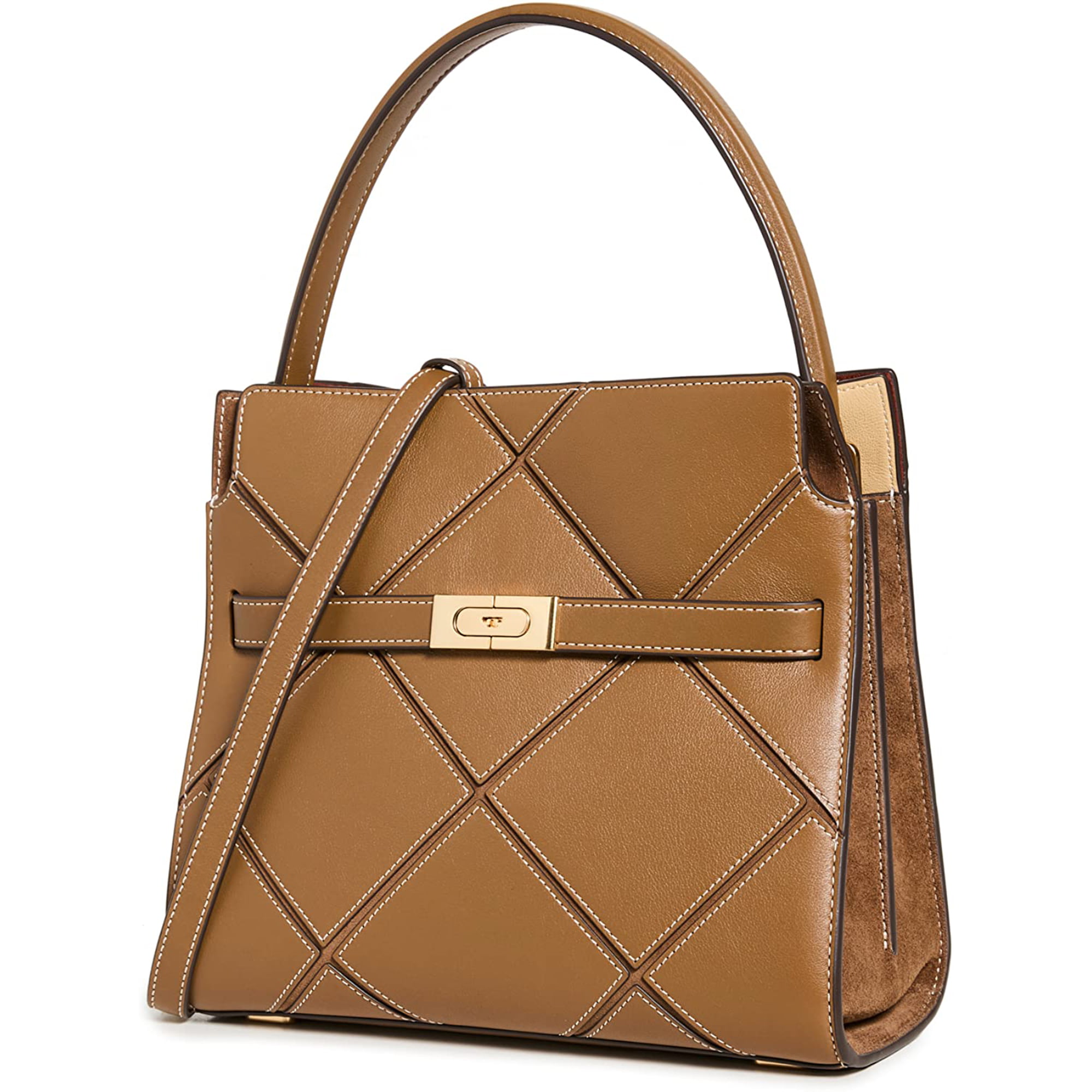 Tory Burch Women's Lee Radziwill Small Double Bag, Bistro Brown, One Size -  