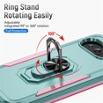 thumbnail image 3 of For Google Pixel 9a Case With 360° Rotation Metal Ring Holder【Magnetic Car Mount】Shockproof Rugged Full Body Protection Heavy Duty Dust/Drop Proof Cover Case​,Green&Pink,For Google Pixel 9a, 3 of 8