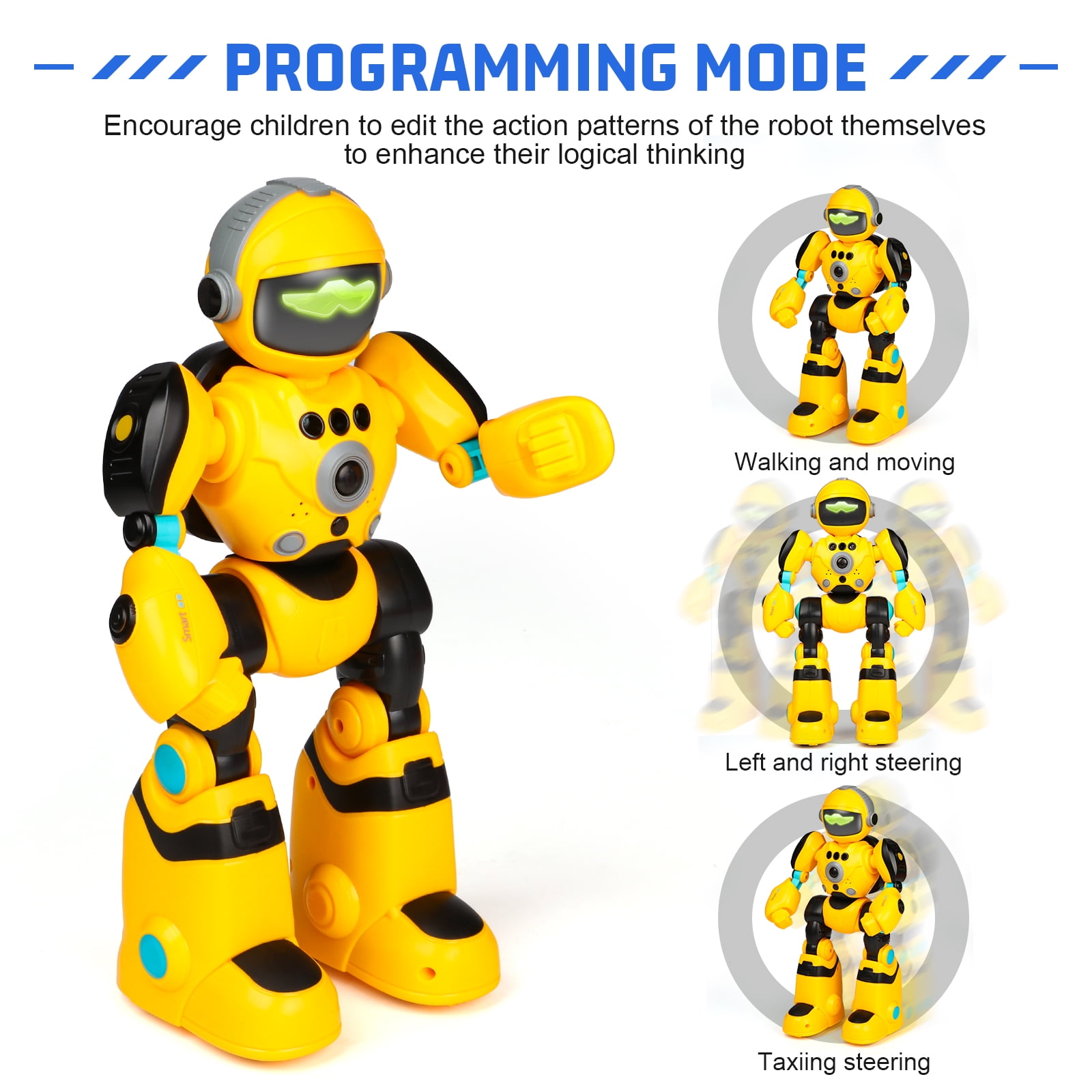 HopeRock RC Robot Toys for Kids, Gesture Sensing Programmable Remote Control Smart Robot, Birthday Gift for Boys Girls Age 3 4 5 6 7 8+ Year Old(Yellow)