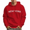 thumbnail image 6 of Men's 100% Cotton New York Letters Hoodie 330g Heavy Pocket Hood, 6 of 16
