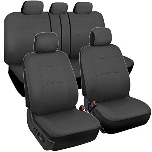 BDK Charcoal Black Car Seat Covers Full 9pc Set Sleek Stylish