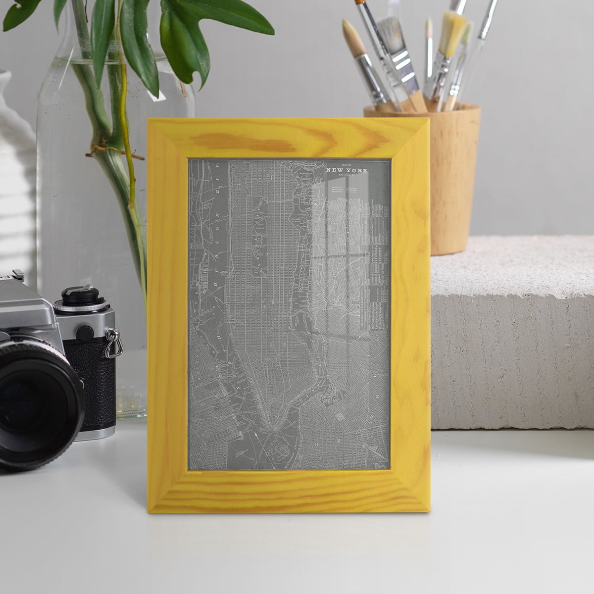 City Map of New York -Framed Print w/glass-Sunflower Yellow