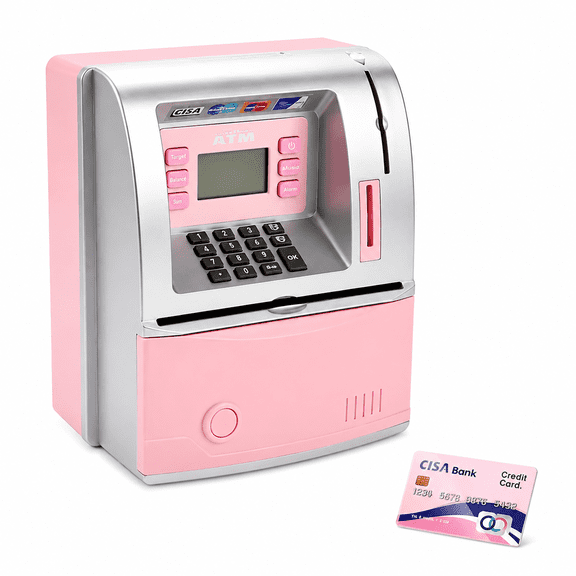Piggy Bank for Kids – ATM Piggy Bank with Debit Card, Bill Feeder & Coin Recognition – Digital Savings Box with Balance Calculator – Fun Money Learning Toy for Boys & Girls 3