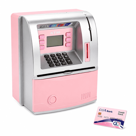 Piggy Bank for Kids – ATM Piggy Bank with Debit Card, Bill Feeder & Coin Recognition – Digital Savings Box with Balance Calculator – Fun Money Learning Toy for Boys & Girls 3+