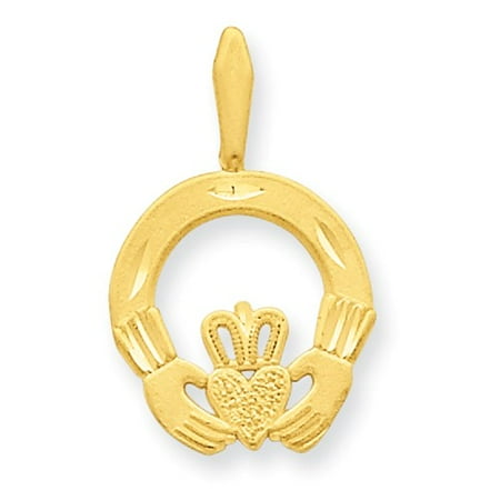 14k Yellow Gold Claddagh Charm. (0.9in long x 0.5in wide)