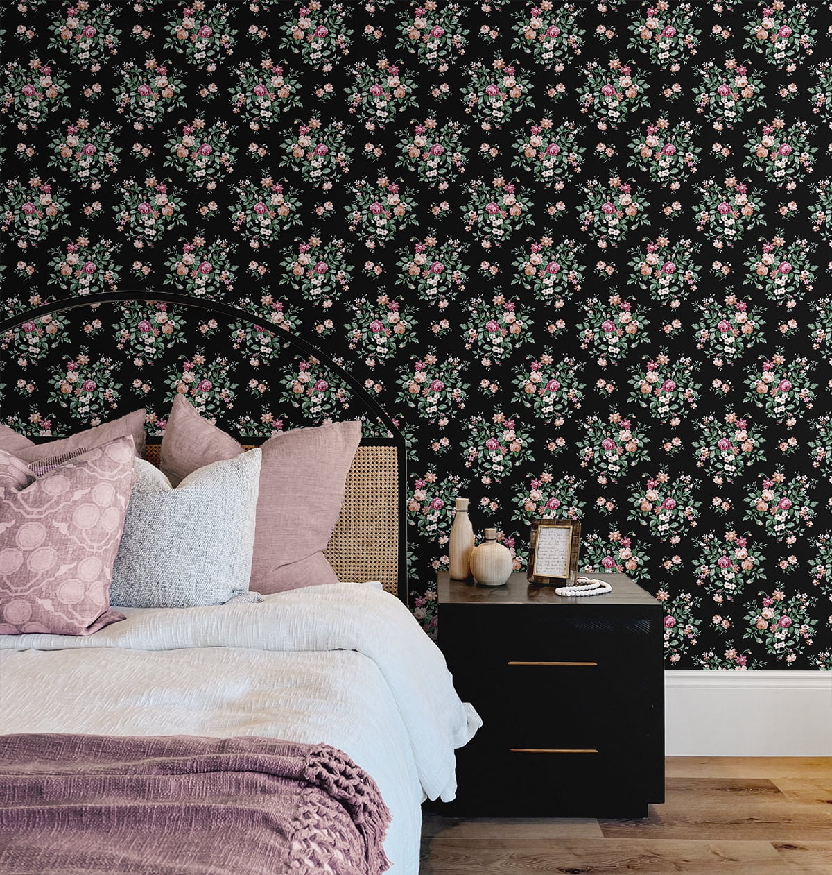 NextWall  Floral Bunches Peel and Stick Wallpaper 20.5 in. W x 18 ft. L - Ebony