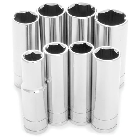 Recessed Socket - W32300 8-Piece 1/2-Inch Drive SAE Deep Socket Set, 8-Piece 1/2-Inch 6 point deep socket set with recessed edges By Performance Tool