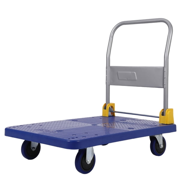 Qinaqin Collapsible Resistente-Resistente Platform Carro 1320 lbs Capacity 40x24in Thickened PP Deck 5in TPR Ruedas Hand Push Servicio Flatbed Dolly Para Oficina Warehouse Hogar