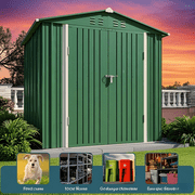 6 x 4 Outdoor Storage Shed with Lockable Door, Aiho Metal Garden Shed, House Storage Sheds Outdoor for Backyard, Garden & Patio Organization - Green