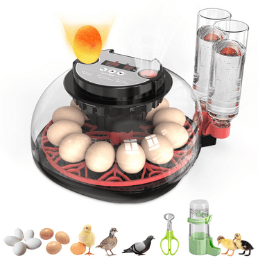 12 Egg Incubators for Hatching Eggs,Automatic Egg Incubator with Auto Turner and Humidity Control,Poultry Hatcher with Egg Candler for Chicken,Quail,Duck,Goose  360°View