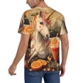 thumbnail image 2 of Zufioo Countryside Fruit White Horse Print Men's Baseball Short Sleeve, Moisture Wicking Button-Down Hip Hop Tee-4X-Large, 2 of 7