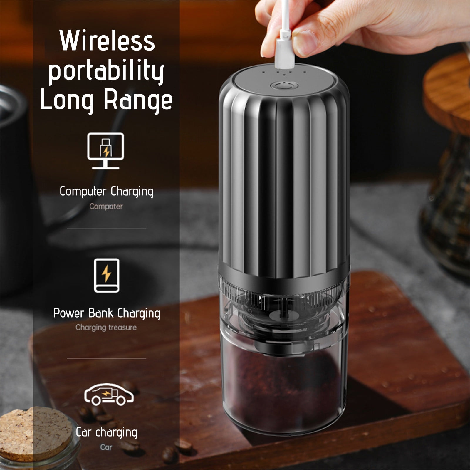 COM1950s Coffee Bean Grinder Electric Coffee Grinder Electric Coffee Grinder with Stainless Steel Blades Coffee and Spice Grinder with Powerful Motor Large Capacity for Coffee Beans Herbs Spices