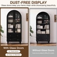thumbnail image 4 of Walsunny 6-Tier Arched Bookshelf with Glass Door, Wood Display Cabinet Multifunctional Farmhouse Bookcase with Drawers Arch Bookcase Cabinet for Living Room, Black, 4 of 9
