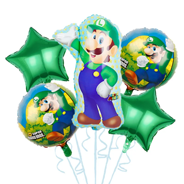 Juego de decoración para fiesta de cumpleaños de la serie Super Mario, conjunto de banderas, pastel, fiesta, plantación de banderas, bolas, combinación de decoración para fiesta de cumpleaños