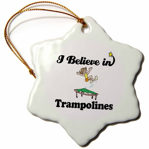 3dRose I Believe In Trampolines Multicolor Porcelain Holiday