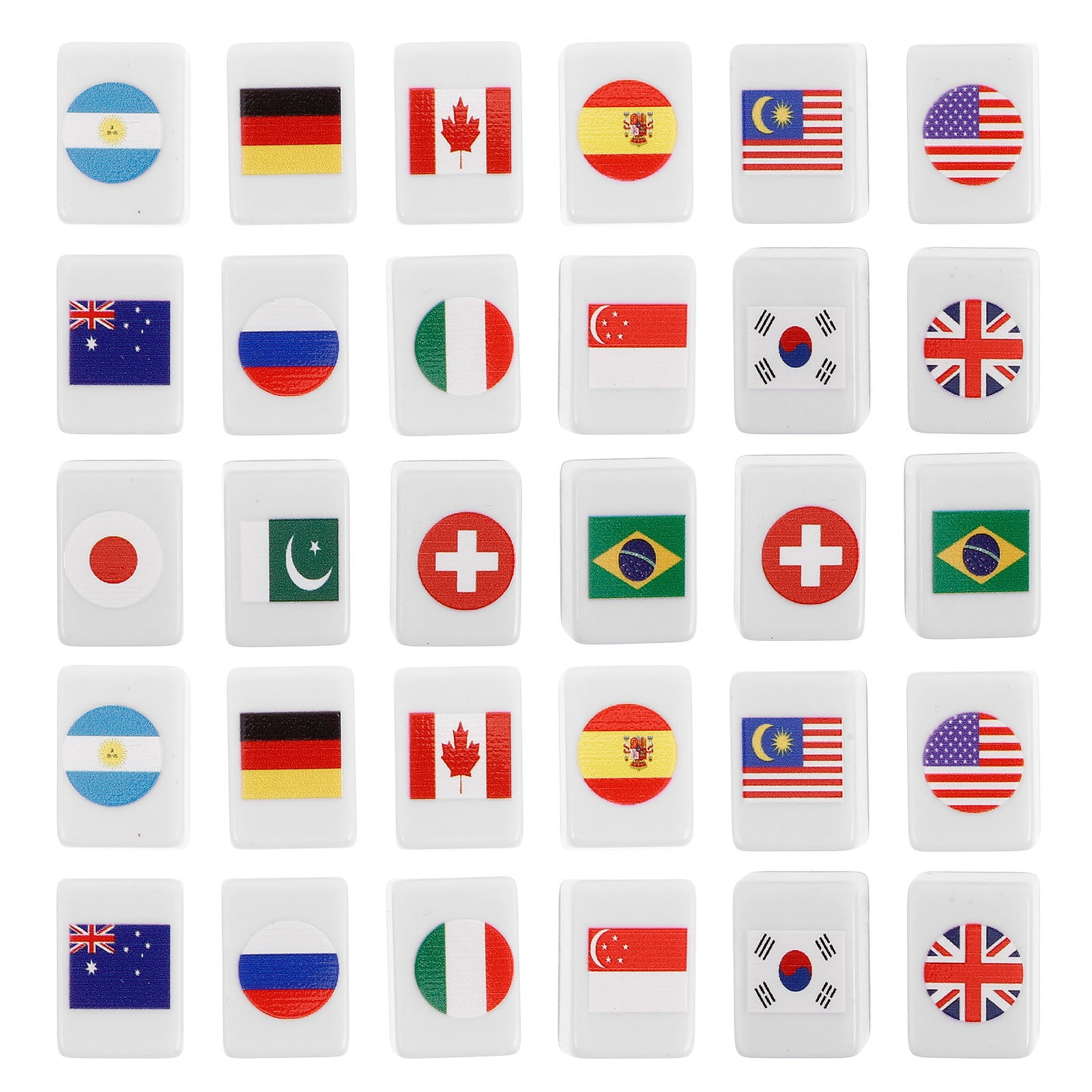 WHAMVOX 48PCS Game Blocks Family Party Games Mahjong Tiles Set with Colored Flags for Easy Recognition
