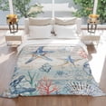 thumbnail image 5 of Blue Coastal Ocean Throw Blankets, Starfish Coral Shell Soft Fleece Blanket Decorative for Home Sofa Couch Chair Living Bedroom, 50x60 inches, Retro Wood Texture, 5 of 8