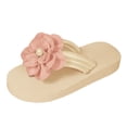 thumbnail image 5 of Rokment Women's Beach Platform Flip Flops Bohemian Flower Lace Bow Memory Foam Dress Slip on Sandals Bride Wedding Casual Flat Thongs Slides Summer Slippers Pink Size 7.5, 5 of 6