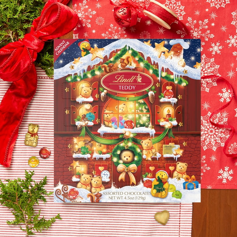 Lindt Teddy Bear Christmas Chocolate Candy Advent Calendar, 4.5 oz