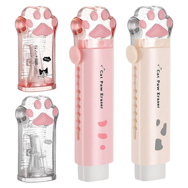 4 Uds. Sacapuntas con Forma de Pata de y RetráCtil en Forma de Pata de Sacapuntas Kawaii Suministros Escolares para Gatos