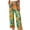 Green, variant on Costeam Womens Tropical Leaf Print Wide Leg Pants Dual Side Deep Hand Pockets Adjustable Drawstring Elastic High Waist Loose Flow Lightweight Summer Casual Long Trousers