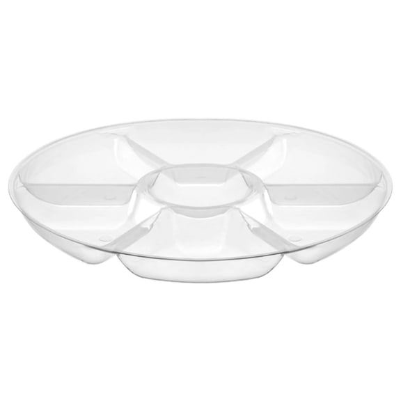 EcoQuality 14 inch 7-Compartment Clear Platter - Multi-Compartment Serving Tray for Snacks and Appetizers, Heavy Duty Plastic Tray, Dessert Bowl for Baby Showers, Weddings, Birthday Party (15)