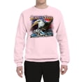 thumbnail image 2 of Wild Bobby, Born To Be Free Blad Eagle and American Flag Cars and Trucks Unisex Crewneck Graphic Sweatshirt, Light Pink, Medium, 2 of 3