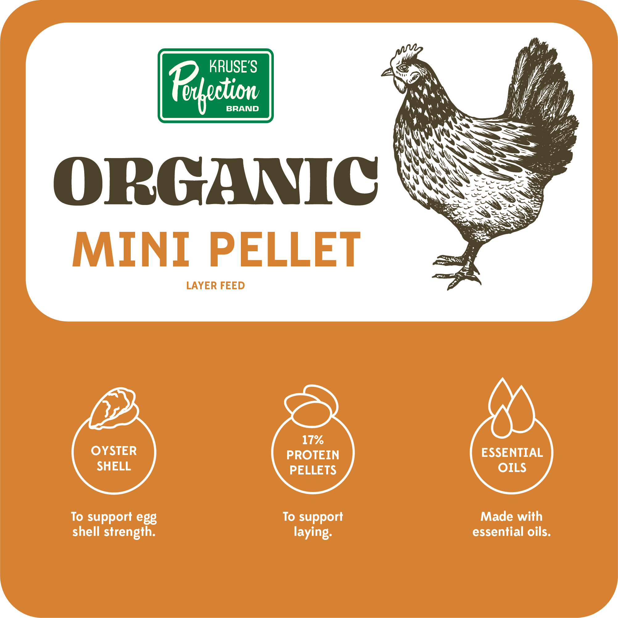 (4 pack) Kruse's Perfection Brand Organic Mini Pellet Layer Feed for Chickens with Essential Oils