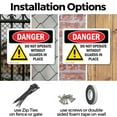 thumbnail image 3 of (2 Pack) Do Not Operate Without Guards In Place OSHA Danger Sign 10 Inch X 7 Inch Indoor / Outdoor Rust-Free Aluminum Metal Signs for Workplace, Workshop, and Construction Site, Made in the USA, 3 of 8