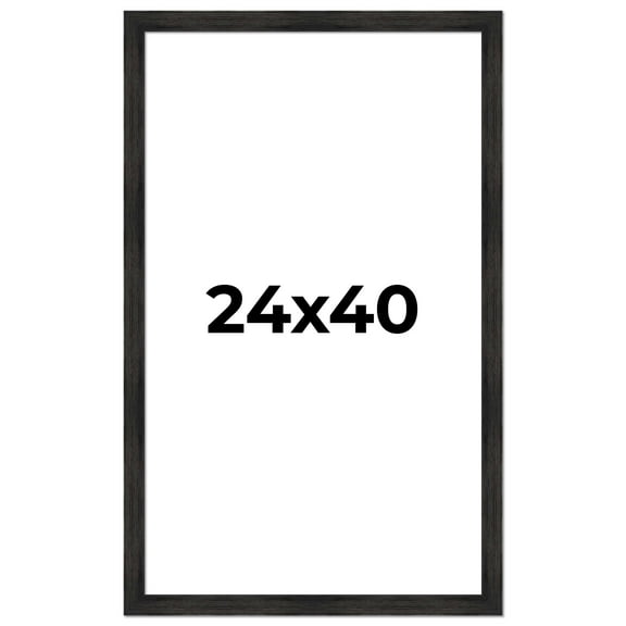 24x40 Distressed/Aged Black Complete Wood Picture Frame with UV Acrylic, Foam Board Backing, & Hardware