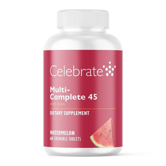 Celebrate Vitamins Multi-Complete 45 Bariatric Multivitamin with Iron Chewables, 45 mg of Iron, Watermelon, 60 count