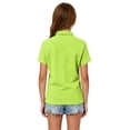 thumbnail image 5 of Girls Short Sleeve Pique Polo Shirt Preschool Shirt Matching Ribbed Collar Banded Sleeves Three-button Placket Uniform Fluorescent Green 120, 5 of 7