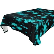 SKYSONIC 60"x108" Square Tablecloth with Falling Blue Snowflakes Prints, Anti-Wrinkle and Smooth Table Cloth for Kitchen/Home Party Decoration