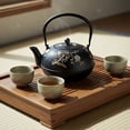 thumbnail image 2 of 60.9oz Cast Iron Teapot For Stovetop Safe, Japanese Style Tea Pot With Infuser For Loose Tea,  SECHUDO  Beautiful Tea Kettle With Flower And Bird Pattern, Enameled Interior, 2 of 11
