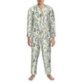 thumbnail image 3 of Yiaed Wisteria Flower Print Men’s Pajamas Set - Long Sleeve Button Down Sleep Shirt and Pajama Bottoms Sleepwear Set Mens Pjs Sets Men's Pajama Bottoms-XX-Large, 3 of 7