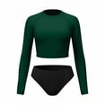 thumbnail image 6 of TARIENDY Womens 2 Piece Bathing Suits Cropped Rash Guard Swimwear with Shorts Long Sleeve Swim Shirts with Thumb Hole L, 6 of 7