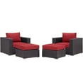 thumbnail image 2 of Modway Convene 4 Piece Outdoor Patio Sectional Set in Espresso Red, 2 of 6